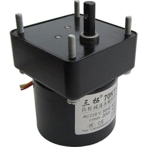 1pcs 70KTYZ AC220V 20W 50Hz Permanent Magnetic Speed Reducing High Torque Synchronous Gear Motor 5RPM 11RPM 15RPM 24RPM 47RPM