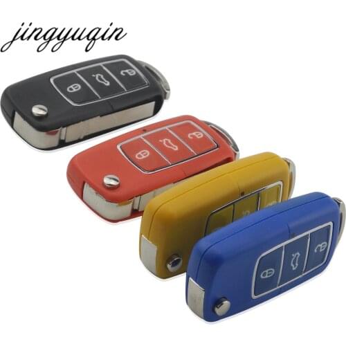 Jingyuqin Flip Folding 3 Buttons Remote Car Key Shell For Volkswagen VW Jetta Golf Passat Beetle Polo Bora Fob Case