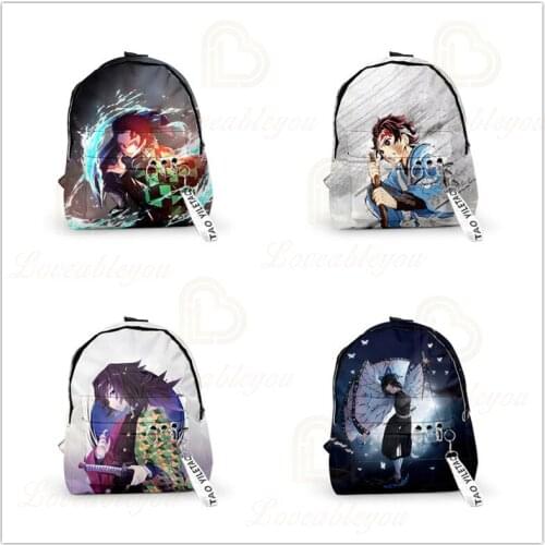 3D Print Demon Slayer Backpack Men Women Shoulder Backpack Student Bag Oxford Cloth Teenagers School Bag