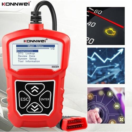 KONNWEI KW309 OBD2 Engine Code Reader Automotive Car Diagnostic Tools Scanner Device Multifunctional EOBD Autoscanner ELM327