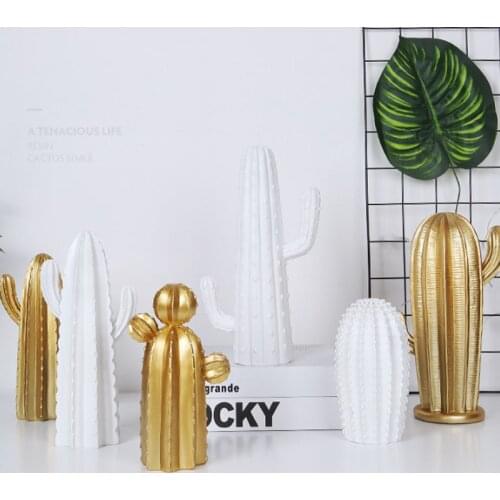 Home Decoration Statue Resin Sculpture Living Room Decoration Accessories Room Office Desktop Crafts Creative Cactus Ornaments