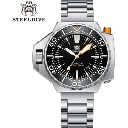 Steeldive Watch Bi-Direction Bezel 1200m Waterproof Stainless Barcelet Luminous Men Automatic Mechanical Watches Mens Luxury