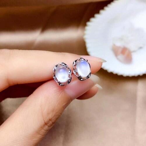 Natural and Real Moonstone earrings Fashion MoonstoneEarring 925 sliver Earring