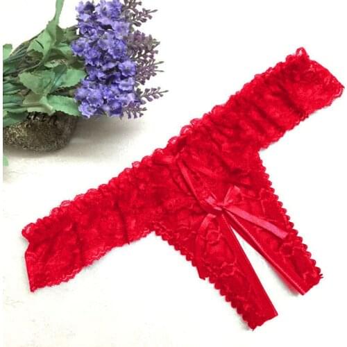 Low-Rise Ladies Thongs Sexy Lace Extremely Seductive Briefs Pearl G-String Hollow Out Seductive Underwear Panties