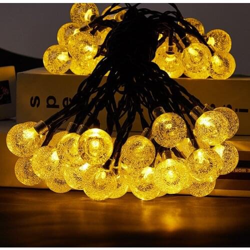 LED Solar Lamp Outdoor Decoration Light String Crystal Ball Waterproof Fairy Lights Garden Lawn Backyard Holiday Christmas Decor