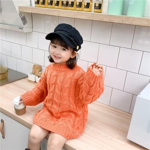 Girls Sweater Kids Outwear 2021 New Plus Velvet Thicken Warm Winter Autumn Knitting Tops Pure Cotton Childrens Clothing