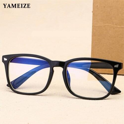 YAMEIZE Transparent Computer Anti Blue Light Glasses Fashion Women Eyewear Frame Men Square Blocking Glasses Optical Eyeglasses