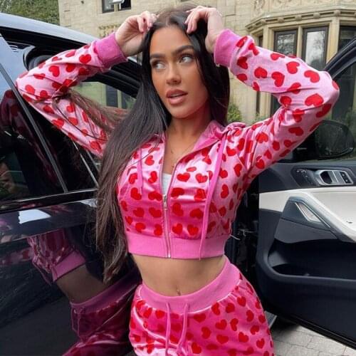 Kawaii Heart Print Y2k Hoodies Sweatshirts Women Korean Fashion NiceHarajuku Long Sleeve Tracksuit Pink Hoodie Crop Tops Female