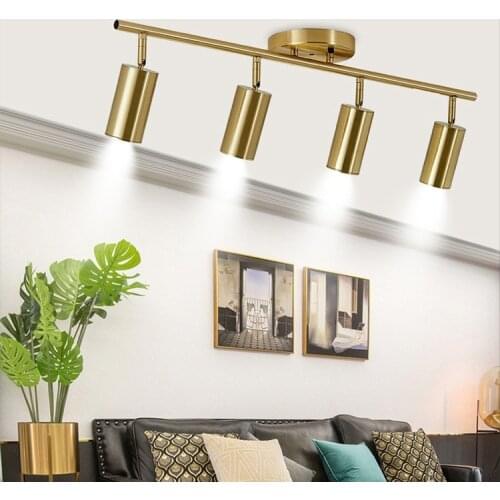 Golden kitchen lights ceiling Surface Mounted LED Track Spotlights GU10 Adjustable head Bedroom Living room Wall lights fixture