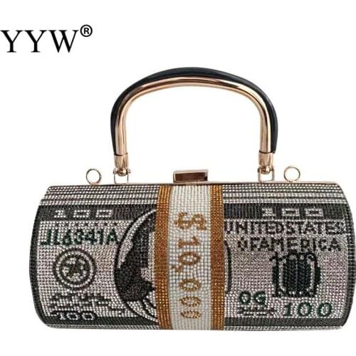 2021 Diamond-Studded Cylindrical Bag Dollar Clutch Bag Evening Dress Shoulder Bag Fashion All-Match Elegant For Woman Handbag