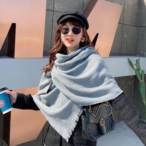2021 New Vintage Plaid Print Knit Tassel Scarf Women Autumn Winter Cashmere Shawl Long Scarf Ladies Houndstooth Muffler 195x70cm