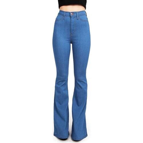 2021 Spring Women Jeans Womens High Waist Wide Leg Jeans Stretch Micro Flare Skinny Slim Tight Long Jeans Vintage Flare Jeans
