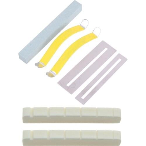 5Pcs Guitar Bass Fretboard Fret Protector And Fret Sanding With 2Pcs 6 String Electric Bone Nut Cattle Bone Slotted