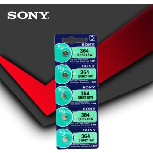 5pcs/lot Sony 364 100% Original 1.55V Silver Oxide Watch Battery 364 SR621SW V364 SR60 SR621 AG1 Button Coin Cell MADE IN JAPAN