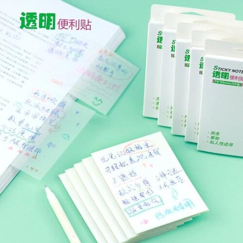 50 Sheets Waterproof PET Transparent Memo Sticky Notes Paper Daily To Do It Check List Paper Memo Pad Decorative N Times Sticky