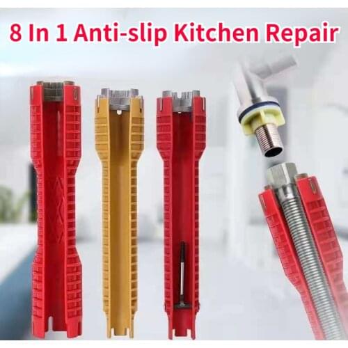8 In 1 Anti-slip Kitchen Repair Plumbing Tool Flume Wrench Sink Faucet Key Plumbing Pipe Wrench Bathroom Wrenches Tool Sets
