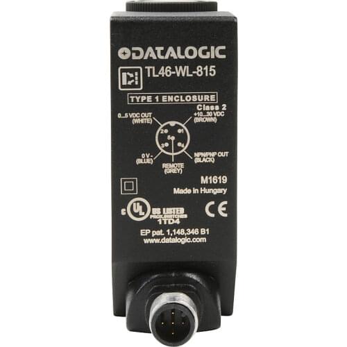 954601020 TL46-WL-815 = Contrast sensor 8mm. standard vertical spot RGB Emission remote input npn/pnp out - M12