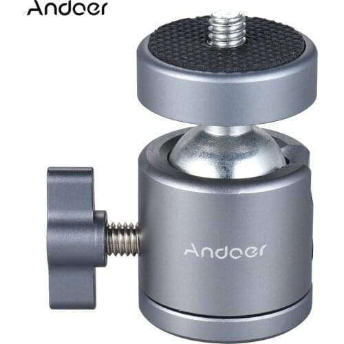 Andoer Mini Tripod Metal Ball Head Adapter Ballhead Mount with 1/4" Screw & 1/4" Screw Hole
