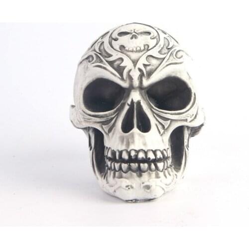 BUF Skull Statue With Demon Totem Resin Crafts Gothic Style Home Decoration Sculpture Halloween Party Decor Ornaments Gifts