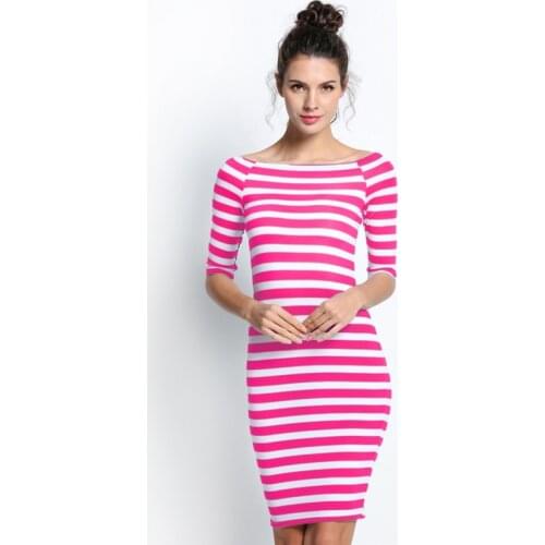 Black white striped women dress Off shoulder dress party dress college casual clothing pink commuter autumn winter women dress