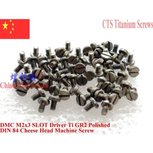 DIN 84 Titanium screws M2x3 M2x4 M2X5 M2x6 M2x7 M2x8 M2x10 Cheese Head Slotted Driver 25 pcs Ti GR2