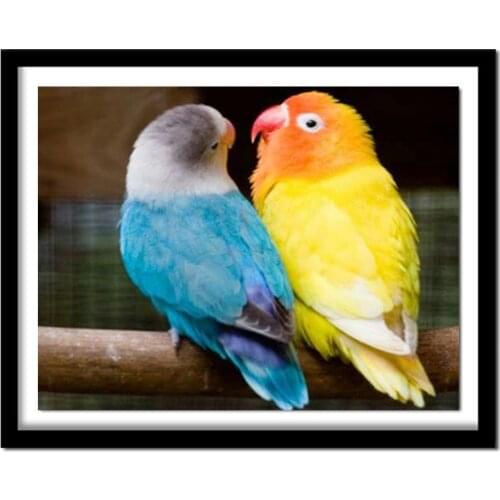 DIY Diamond Painting Cross Stitch Yellow parrot and blue parrot Home Decor Full Rhinestone 5D Diamond Embroidery