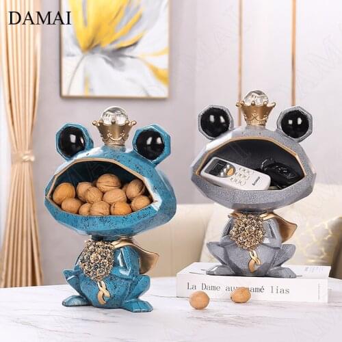 Creativity Resin Frog Figurine Nordic Modern Handwork Painted Statue Coffee Table Snacks Candy Storage Ornaments Home Decoration