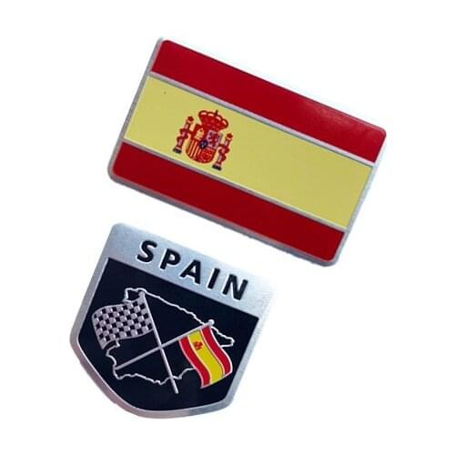 8x5CM Aluminum Badge Emblem Car Sticker Spain Flag For Bmw E46 Seat Leon Mercedes Audi A3 Citroen C5 Peugeot 3008 Ford Focus 2
