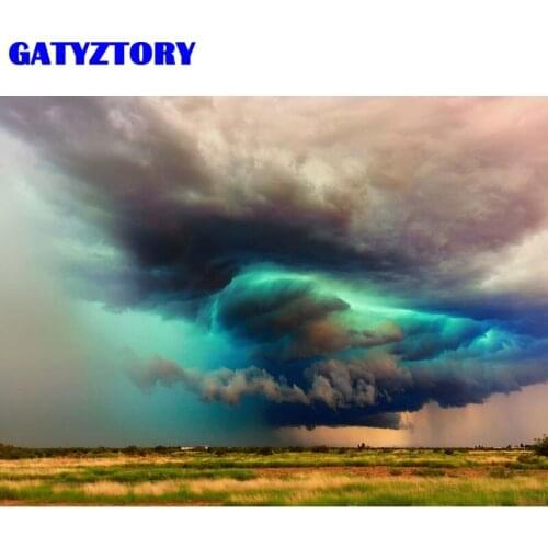 GATYZTORY Pictures By Numbers Black Clouds DIY Painting By Numbers On Canvas Frame Field Scenery HandPainting Home Decor