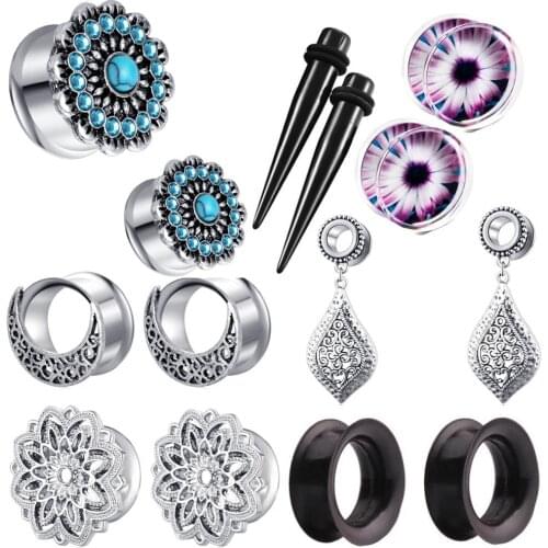 JUNLOWPY 2pcs Ear Tunnel Plug Stainless Steel Gauges Stretcher Body Piercing Kit Expander 10mm 8mm 00g 0g 2g Earrings Dangle