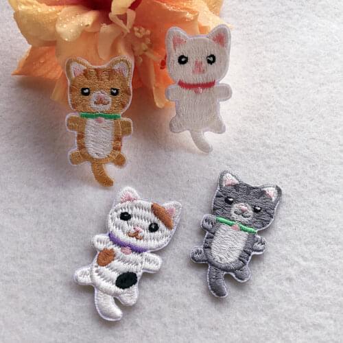 Kawaii Cats Clothing Patches Iron on Stripes for Badges Stickers on Clothes Cute Animals Embroidery Appliques