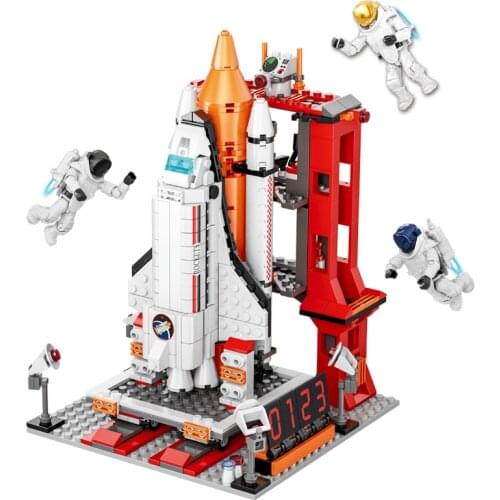 2021 City Space Exploration Space Shuttle Launch Center Rocket Scientist Model Building Blocks Bricks Kids Toys