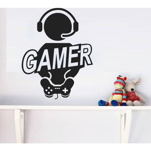 Creative Gamer Wall Sticker Gaming Gamer Joystick Video Computer Game Wall Decals Vinyl Wallpaper For Kids Boys Room Decoration