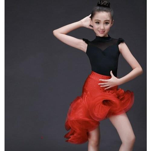 Latin Dance Dress for Girls Fashion Ballroom Dancing Dress Girl Dancewear Kids Stage Performance Costumes Vestido Baile Latino