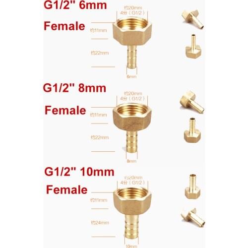 6mm 8mm 10mm 12mm 14mm 16mm 19mm 25mm Brass Hose Barb 1/2" 3/4" Female BSP Brass Pipe Fitting Connector