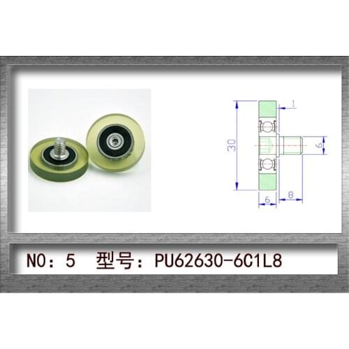 M6X8 Screw Polyurethane Enclosure 626 Bearing Roller Diameter 30mm Thickness 6mm 10pcs/lot
