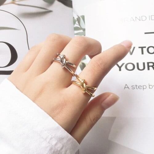 Trendy Adjustable Cross Knotted Ring Vintage Handmade Fashion Open Finger Knot Rings for Women Jewelry Christmas Gifts