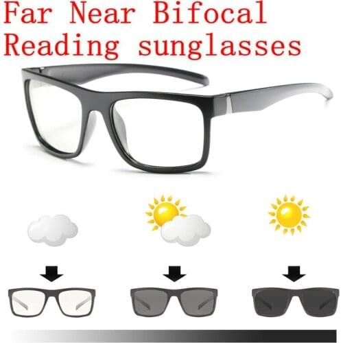 Fashion Outdoor Photochromic Bifocals Reading Glasses for Men Magnifier Look Near Far Men Sports Presbyopia Sunglasses NX