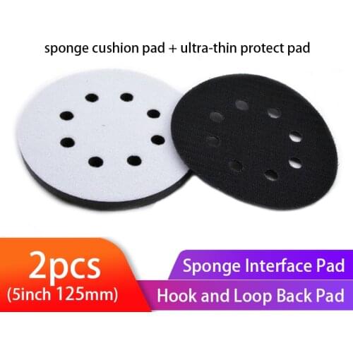5 Inch(125mm) 8-Hole Soft Sponge Interface Pad for Sanding Pads and Hook&Loop Sanding Discs for Uneven Surface Polishing