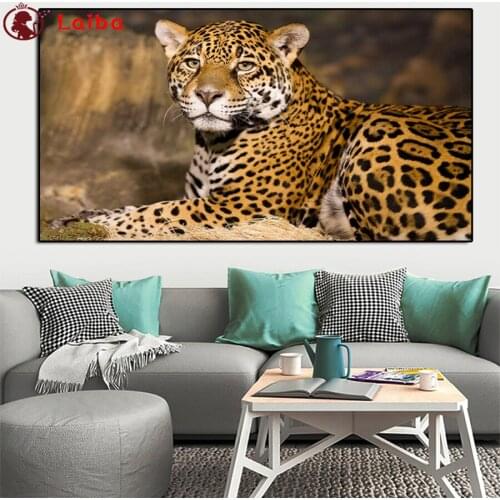 Full square round drill set Modern animal art, leopard diy diamond painting 5d diamond mazayka embroidery room decor