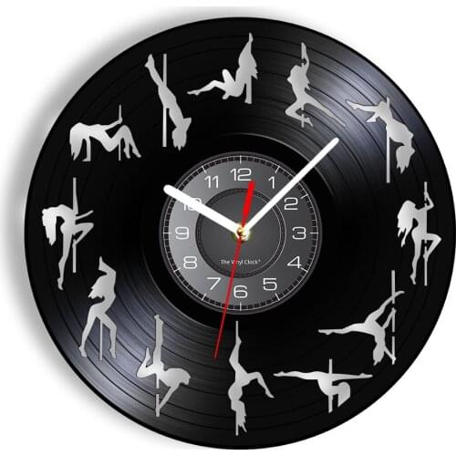 Pole Dance Vinyl Record Wall Clock Sexy Girls Silhouette Home Decor Steal Tube New Dance Types Art Vintage Album Longplay Watch