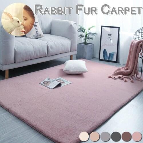 Anti-slip Floor Mat Washable Shaggy Fur Rabbit Carpet Plush Soft Carpet Bedroom Water Absorption Carpet Rug For Living Room D30
