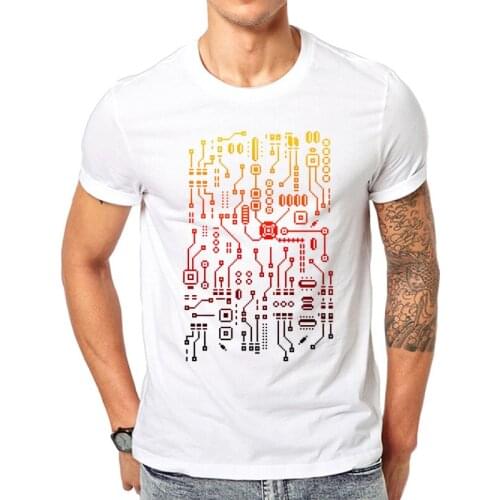 Computer Broken 8bit IC Chip Engineers Developer New T Shirt Print Image Tops T-Shirts Men Integrated Circuit Board Creative Tee