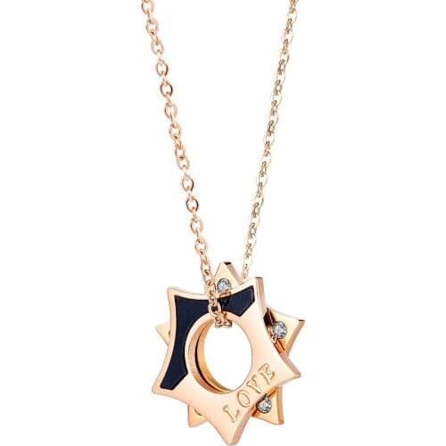 New Arrival Fashion Star Zircon Pendant Necklace Titanium Steel Jewelry Woman Birthday Gift Not Fade Drop Shipping