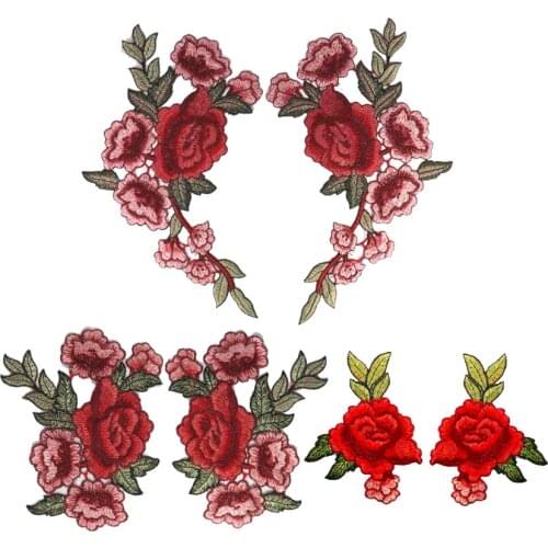 New Rose Flower Floral Collar Sew on Patch Cute Applique Badge Embroidered Fabric Sticker DIY Clothes Bust Dress Patches
