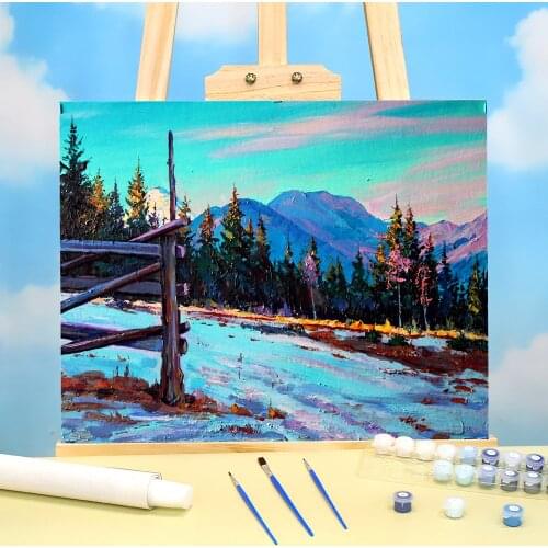 Landscape Winter Paint By Numbers Package Acrylic Paints 40*50 Oil Painting Handmade For Handiwork