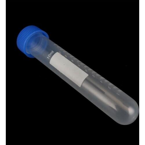 Plastic 10ml Screw Cap Round Bottom Centrifuge Test Tube Laboratory Sample Analysis Vial Reagent Bottle 10 Pcs