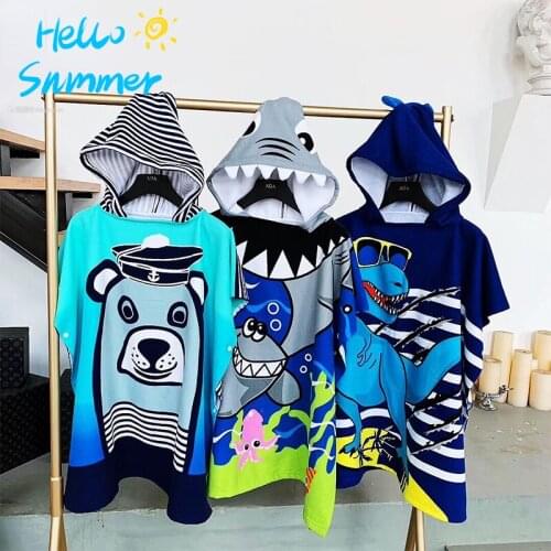 Beach Child Poncho Towel Baby Pool Microfiber Quick-drying Changing Bathrobe for Boy Bath Towels Pool Robe Kids Swim Surf Towel