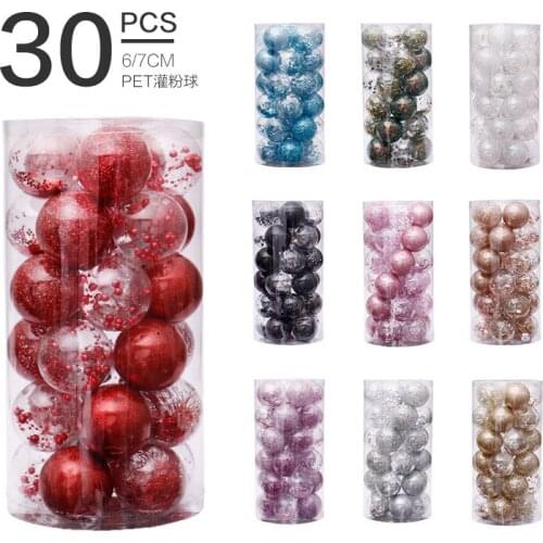 Christmas decoration 6cm/30 PET transparent ball Christmas ball set Christmas tree pendant
