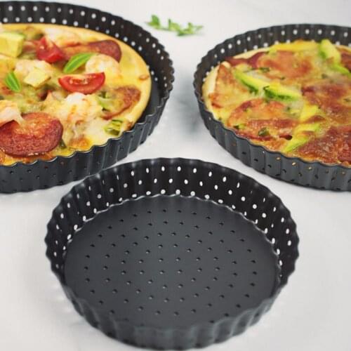 5/8/9 Inch Round Pizza Pan Bottom Removable Heat Resistant Carbon Steel Baking Pizza Tray Non-stick Tart Ring Mousse Cake Mould